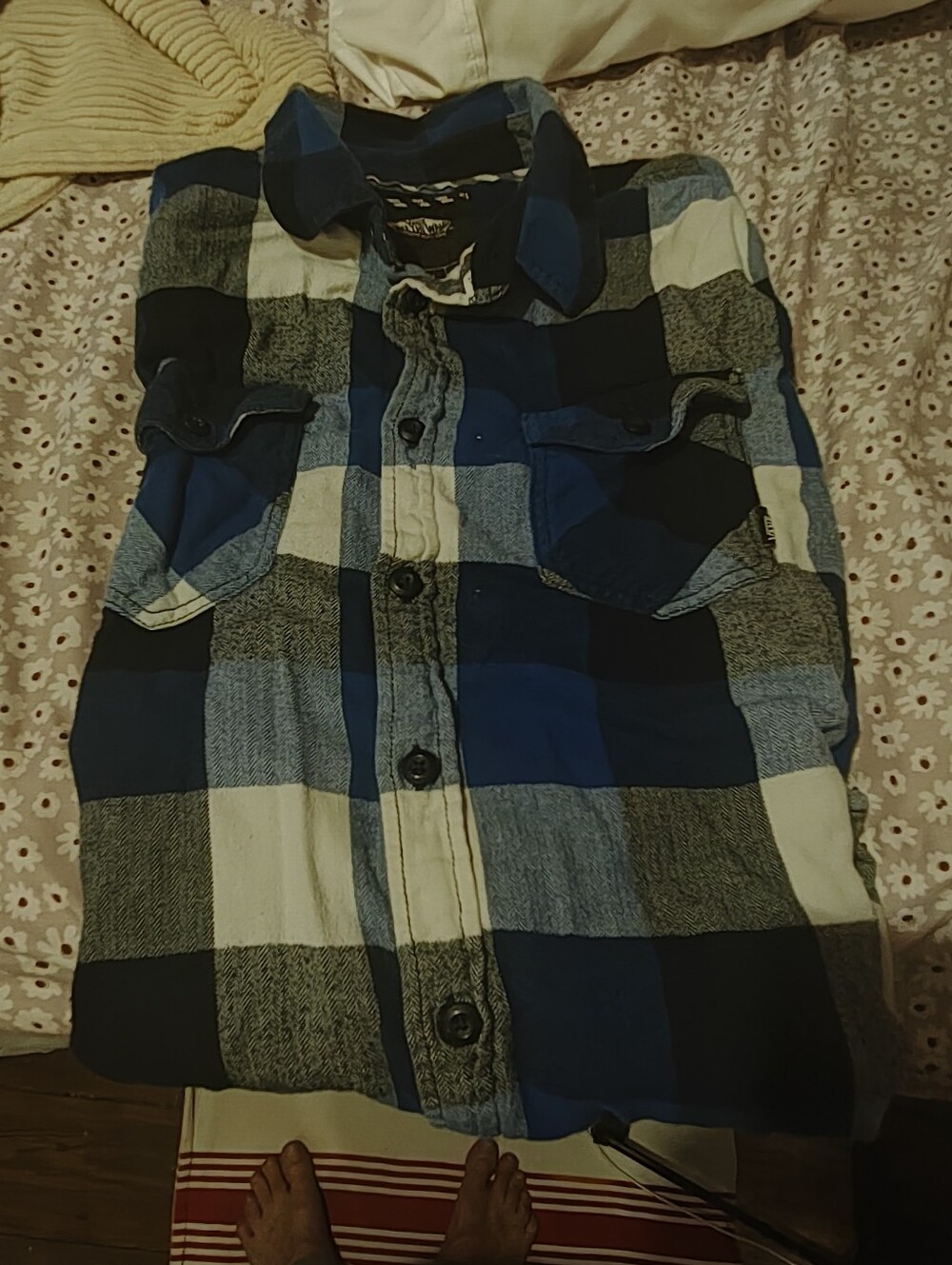 Vans Blue Black White Plaid Flannel Shirt